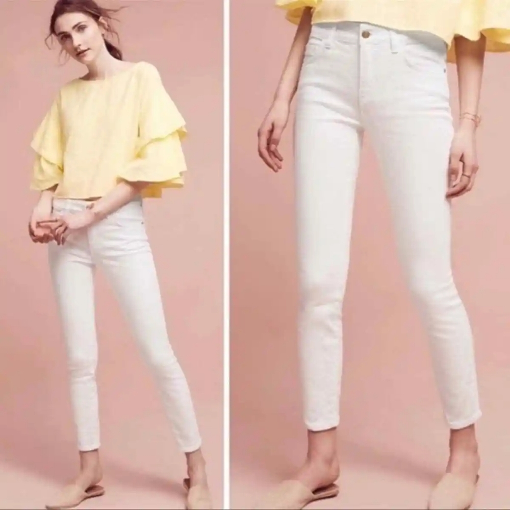 Anthropology White High Rise Skinny Jeans 26 petite